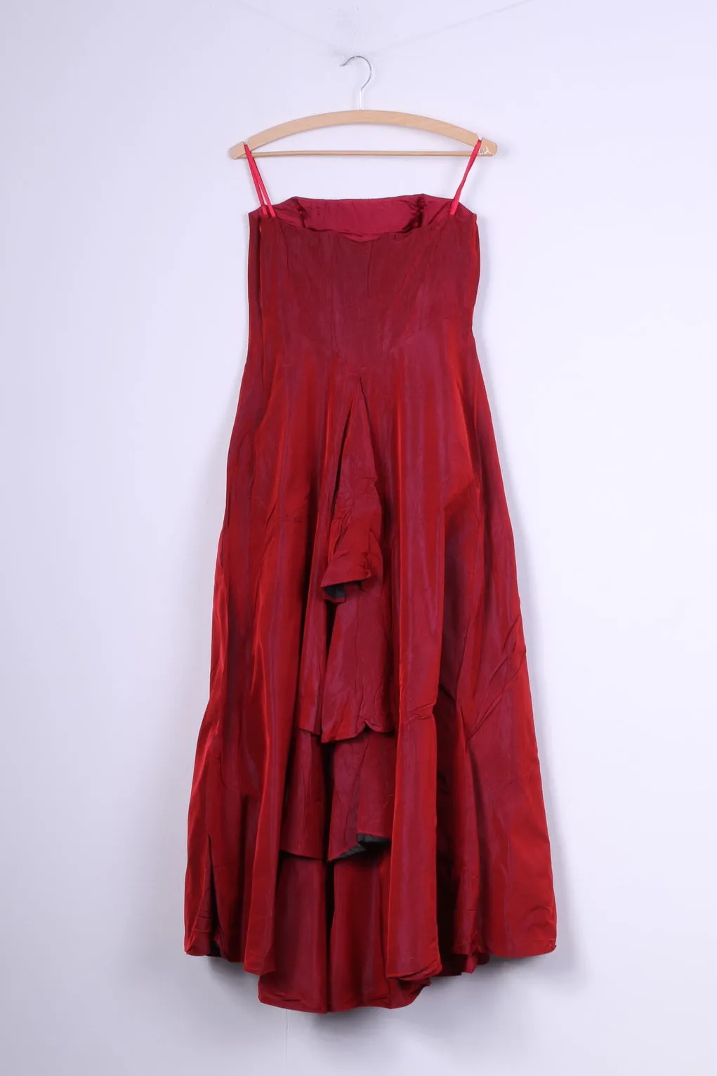 Debenhams Debut Womens 10 Dress Red Shiny Party Bandeau Netting Ball Gown
