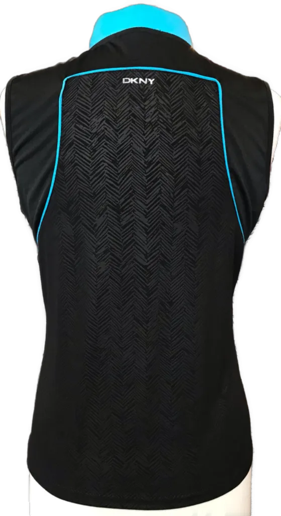 DKNY Golf Black and Aqua 1/4 Zip Sleeveless Top SIze M