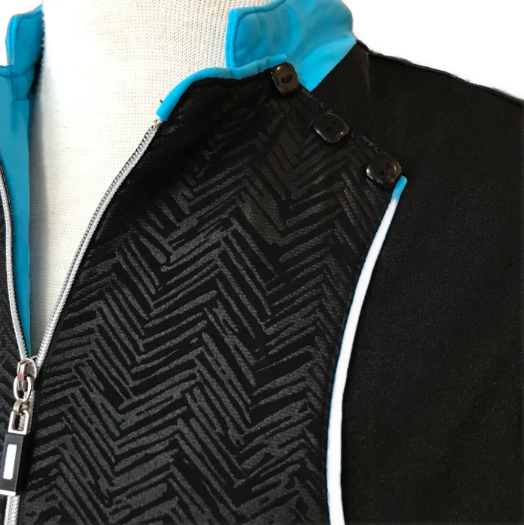 DKNY Golf Black and Aqua 1/4 Zip Sleeveless Top SIze M
