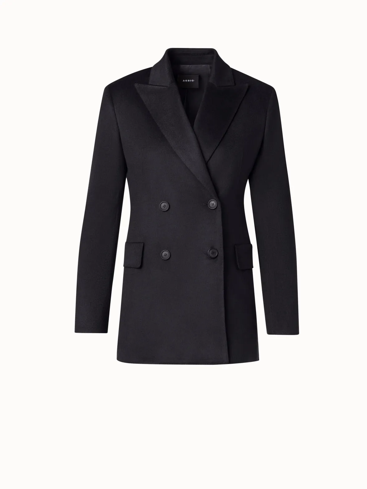 Double-Breasted Cashmere Blazer with Peak Lapel Akris