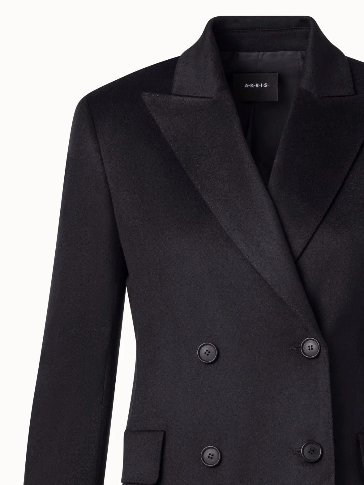 Double-Breasted Cashmere Blazer with Peak Lapel Akris
