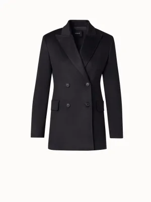 Double-Breasted Cashmere Blazer with Peak Lapel Akris