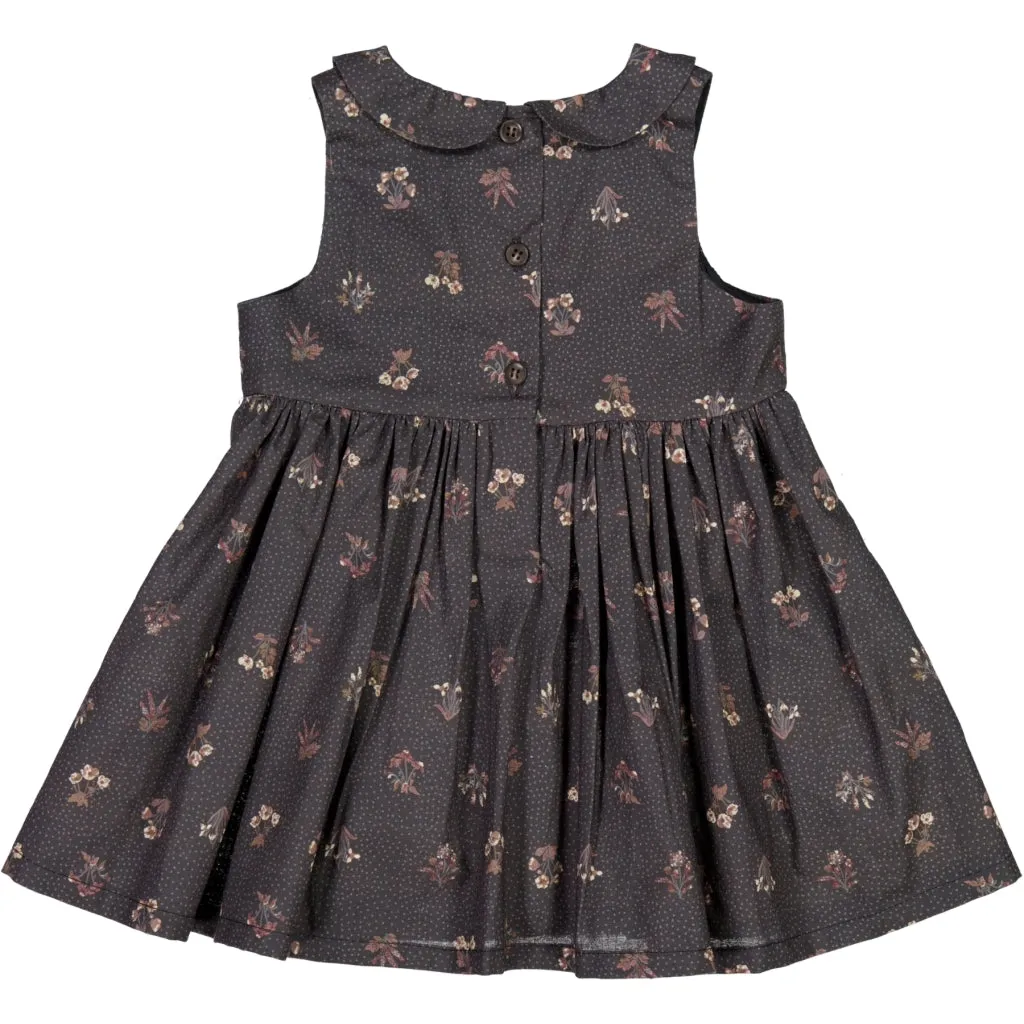 Dress Eila - black flowers Wheat