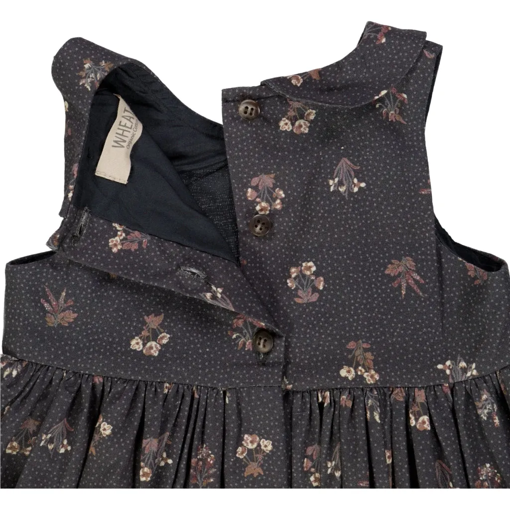 Dress Eila - black flowers Wheat