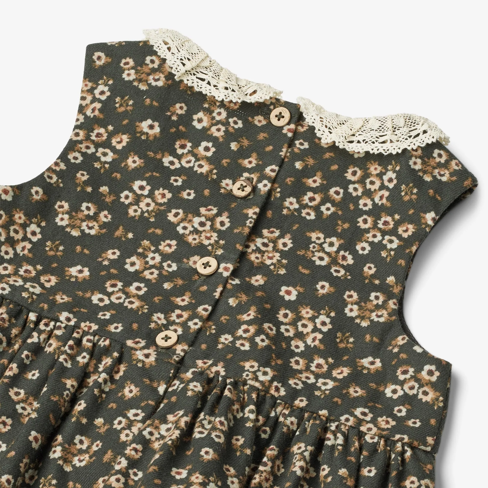 Dress Elma Sleeveless | Baby - black coal flowers Wheat