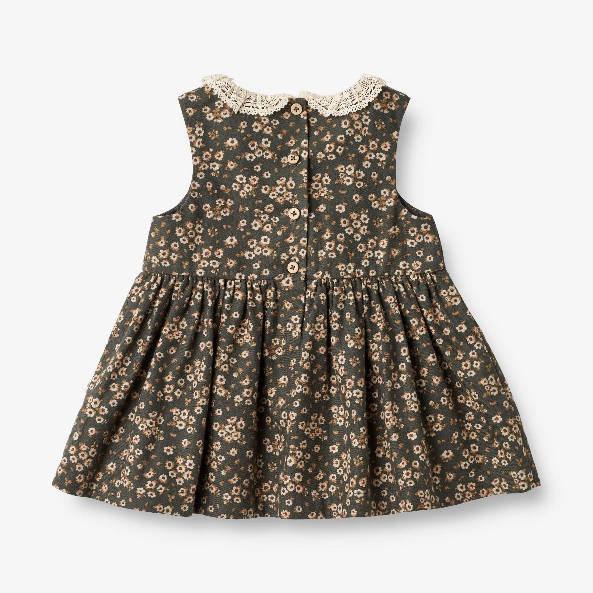 Dress Elma Sleeveless | Baby - black coal flowers Wheat