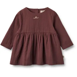 Dress Gunvor Embroidery | Baby - aubergine Wheat