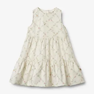 Dress Luise - ivory checked flowers Wheat