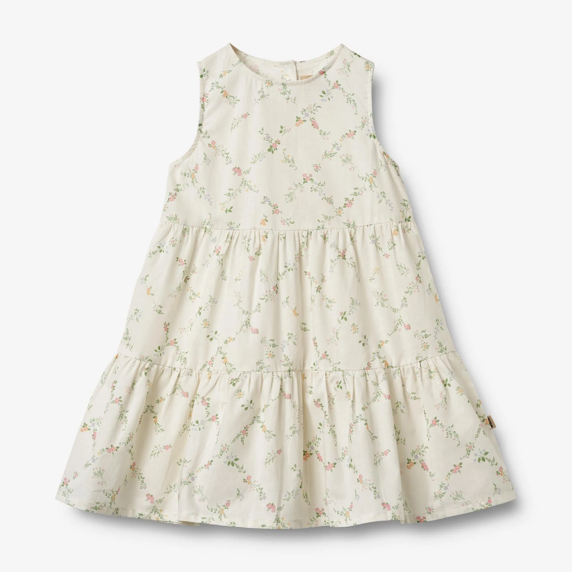 Dress Luise - ivory checked flowers Wheat