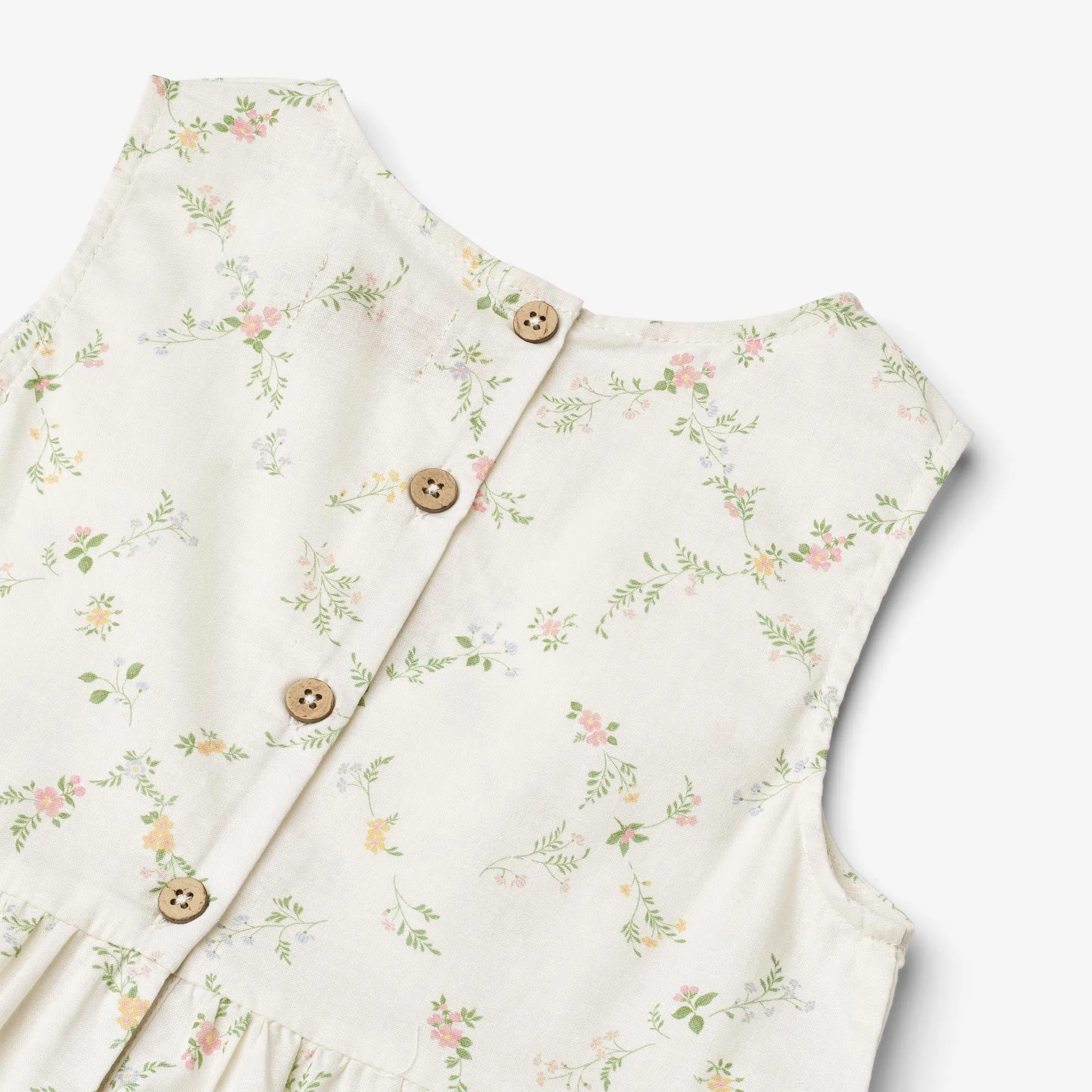 Dress Luise - ivory checked flowers Wheat