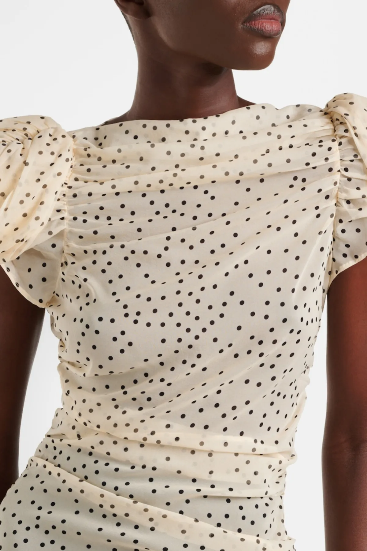 Eadlla Ruched Polka Dot Mini Dress Gloria Lanvin