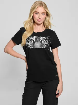 Eco Black Tiger Eyes T-Shirt Guess
