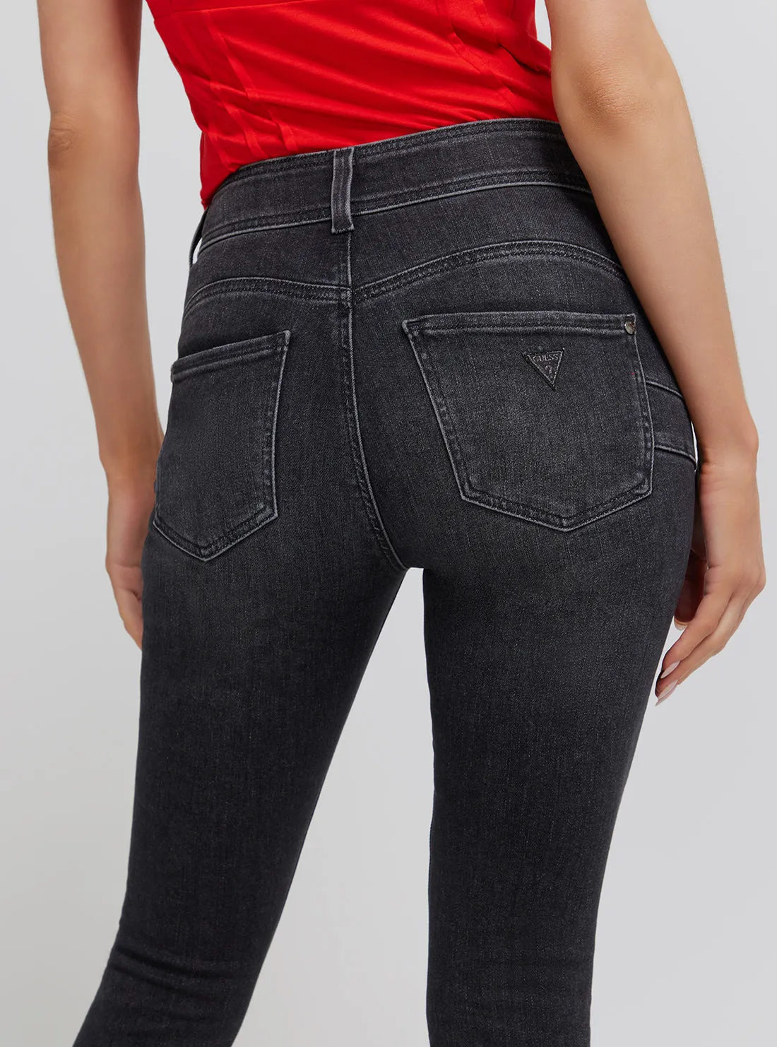 Eco High-Rise Shape Up Denim Jeans In Station Black Wash Guess