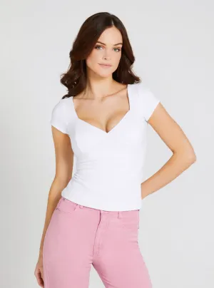 Eco White Nataly Rib Knit Top Guess