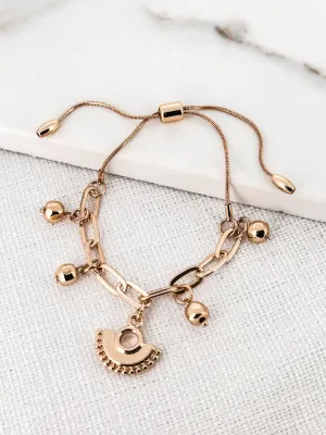 Envy Adjustable Gold Bracelet with Fan Charm