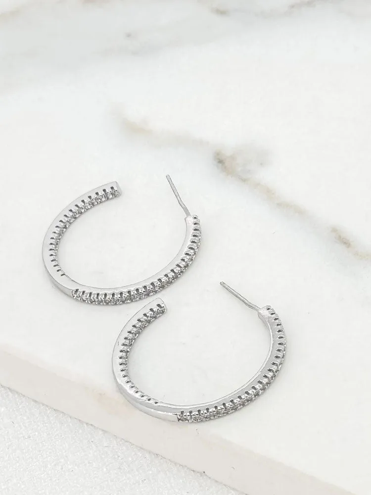 Envy Diamante Hoop Earrings Silver