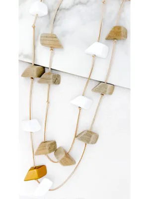 Envy Double Layer Cord Necklace Beige