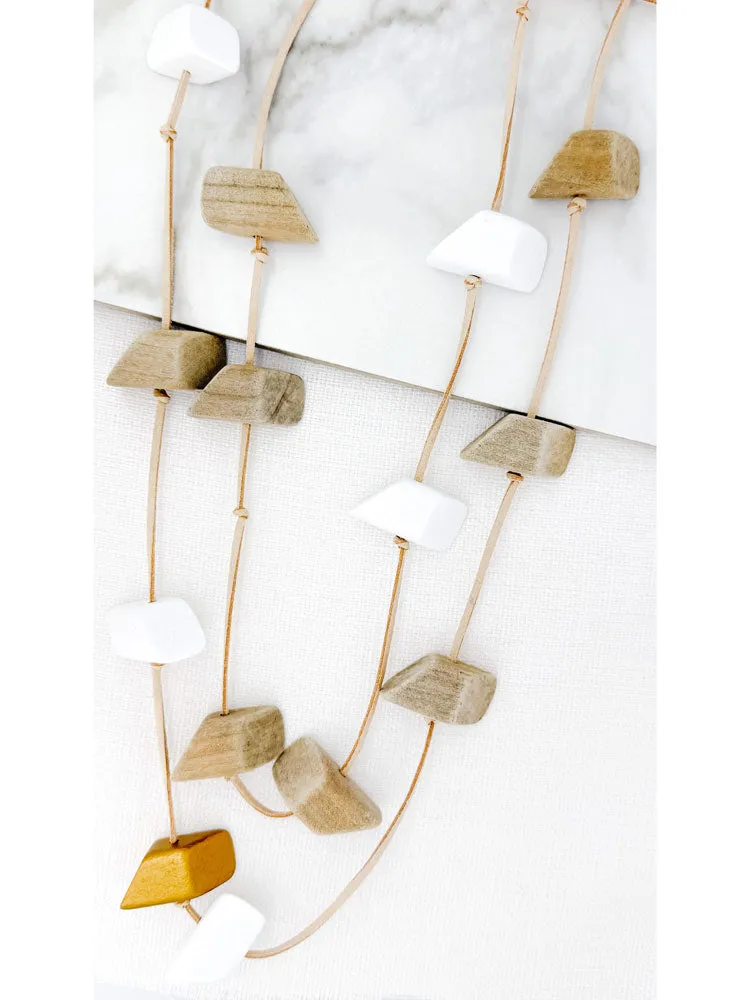 Envy Double Layer Cord Necklace Beige