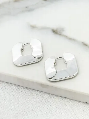 Envy Flat Square Hoop Earrings Silver