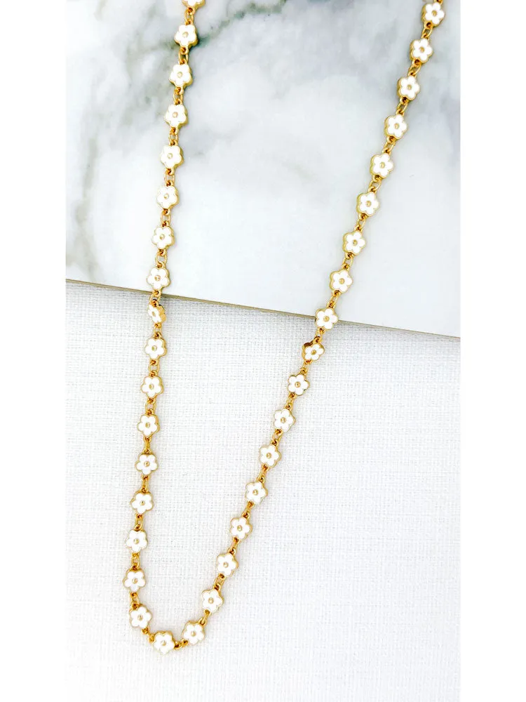 Envy Long Daisy Necklace Gold