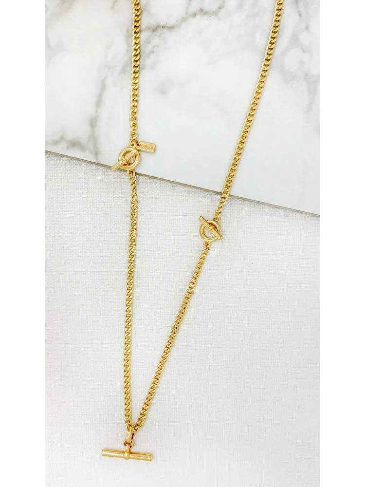 Envy Long Gold T-Bar Necklace