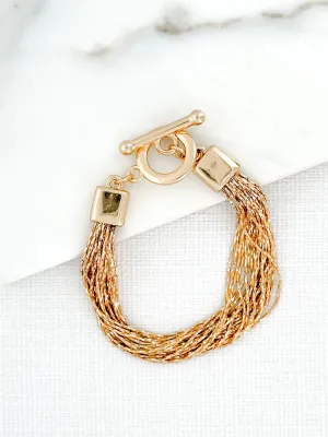 Envy Multi Strand T-Bar Bracelet Gold