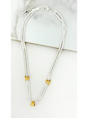 Envy Short Double Layer Snake Chain Necklace Silver