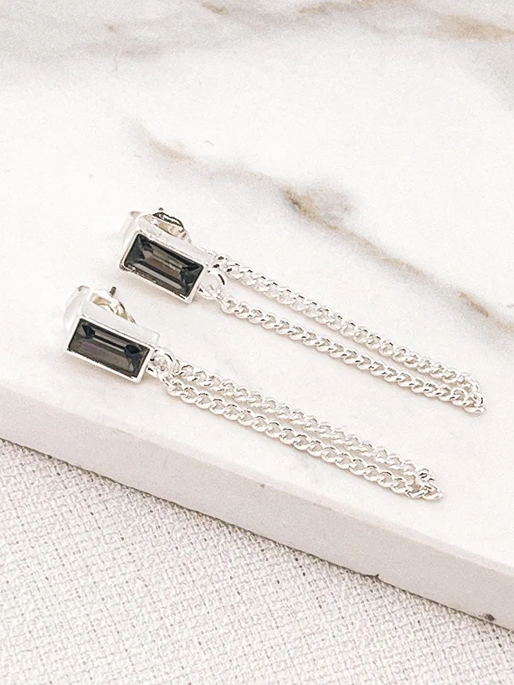 Envy Stone & Chain Earrings Silver
