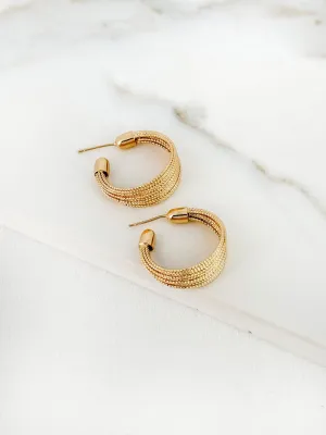 Envy Textured Hoop Earrings Gold