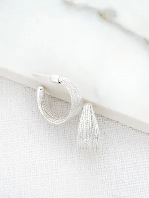 Envy Textured Hoop Earrings Silver