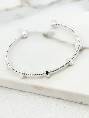 Envy Textured Silver Bangle with Geometric Detail