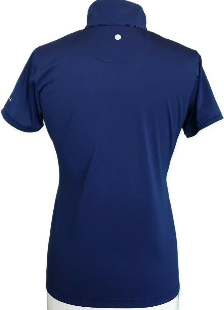 EP NY Navy Zip Mock Golf Polo w/ Mid Ocean Club Logo Size M MSP$