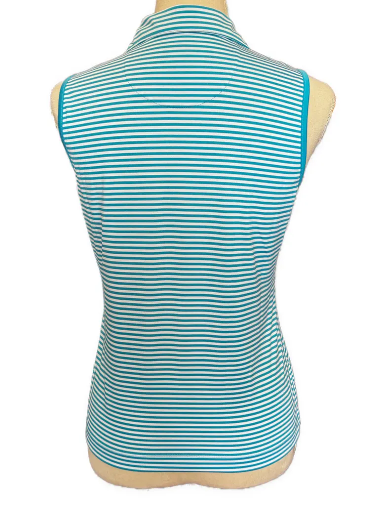EP Pro Turquoise & White Striped Sleeveless Women's Golf Top Size S