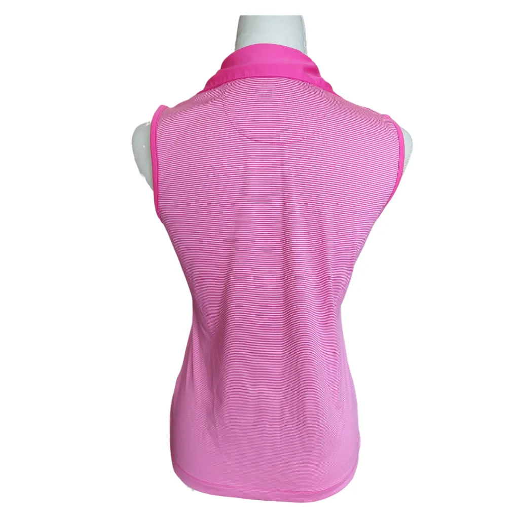 EPNY tourTech Hot Pink Horizontal Striped Sleeveless Polo Size S