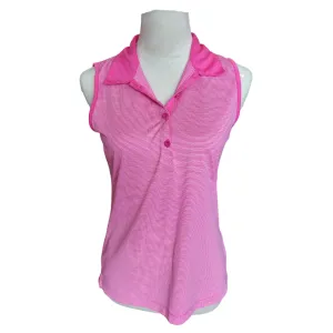 EPNY tourTech Hot Pink Horizontal Striped Sleeveless Polo Size S