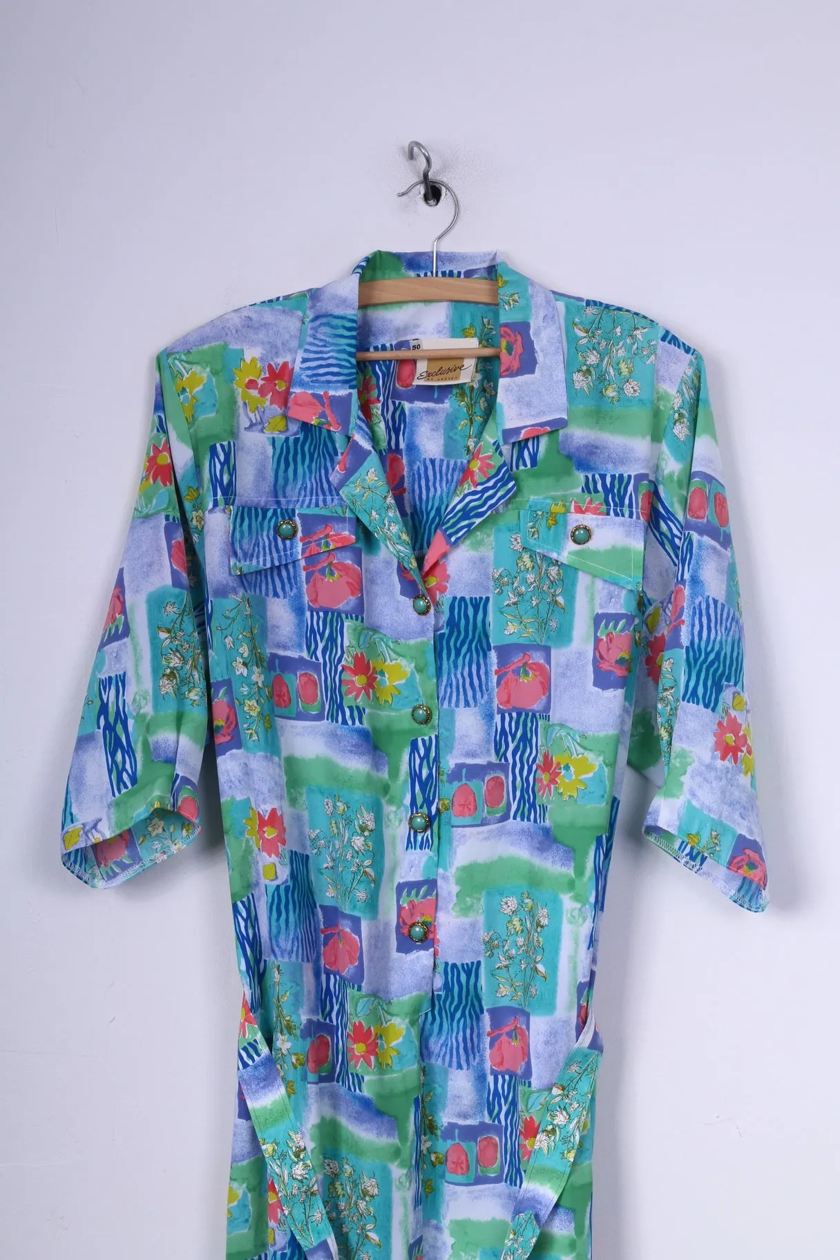 Exclusive By Aretex Womens 50 2XL Long Dress Short Sleeve Flowe Print Short Sleeve