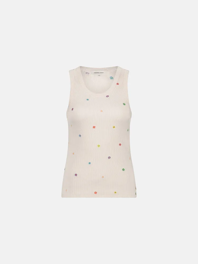 Fabienne Chapot Tanja Jersey Embroidered Tank Top Cream