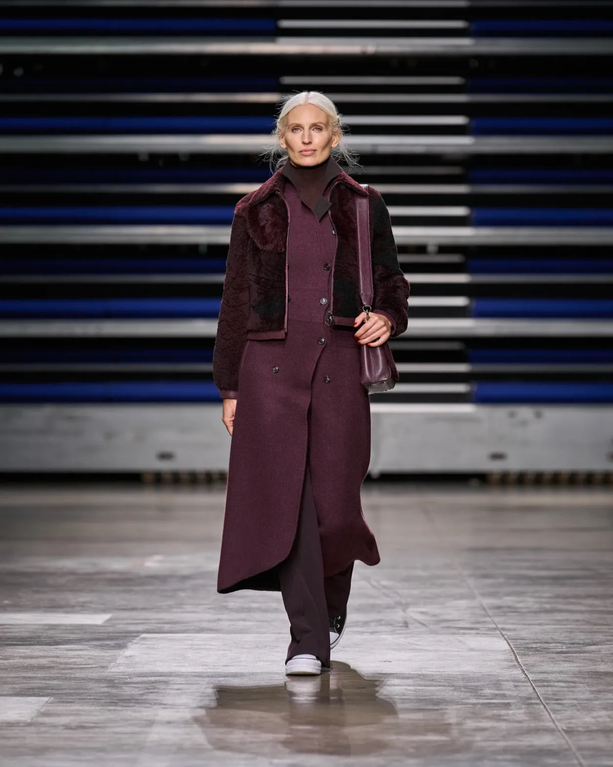 Flower Patchwork Shearling Short Jacket Akris