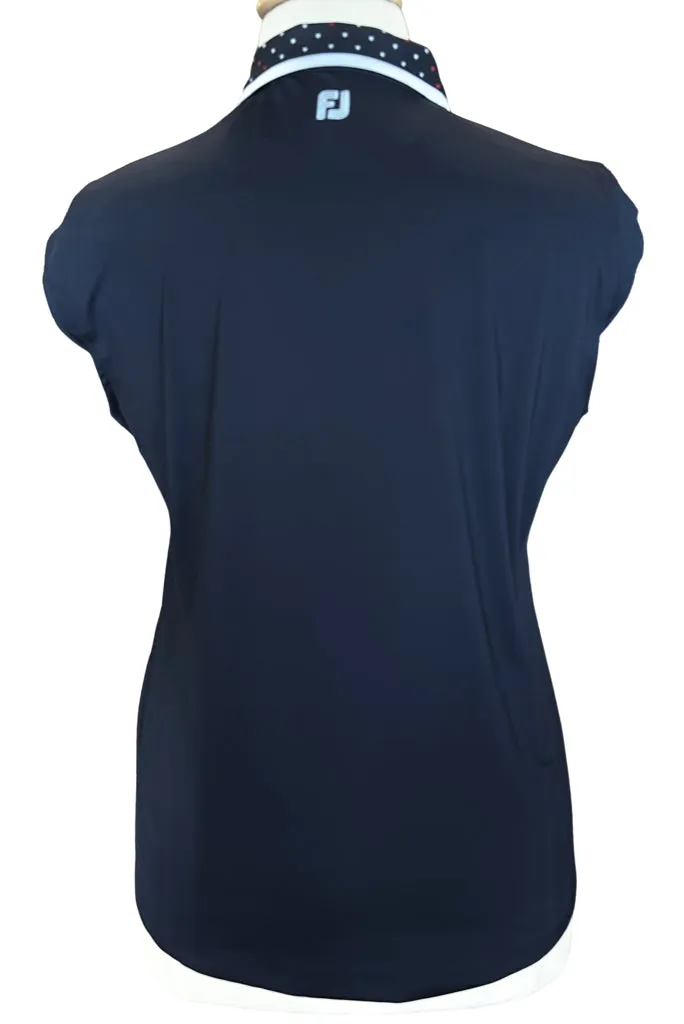 Footjoy Navy and Stars Cap Sleeve Golf Polo with Logo Size XL MSP$85
