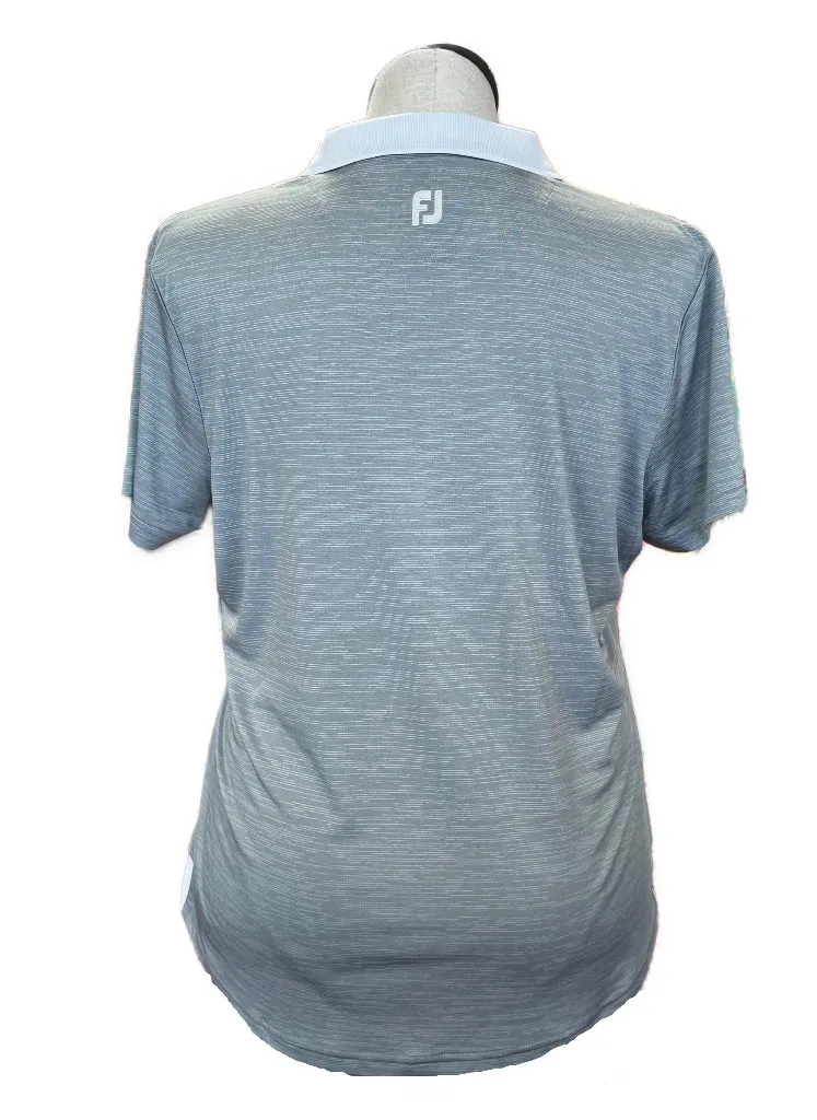 Footjoy Women's Gray V-Neck w/White Trim Short Sleeve Golf Polo Size XL MSP$88