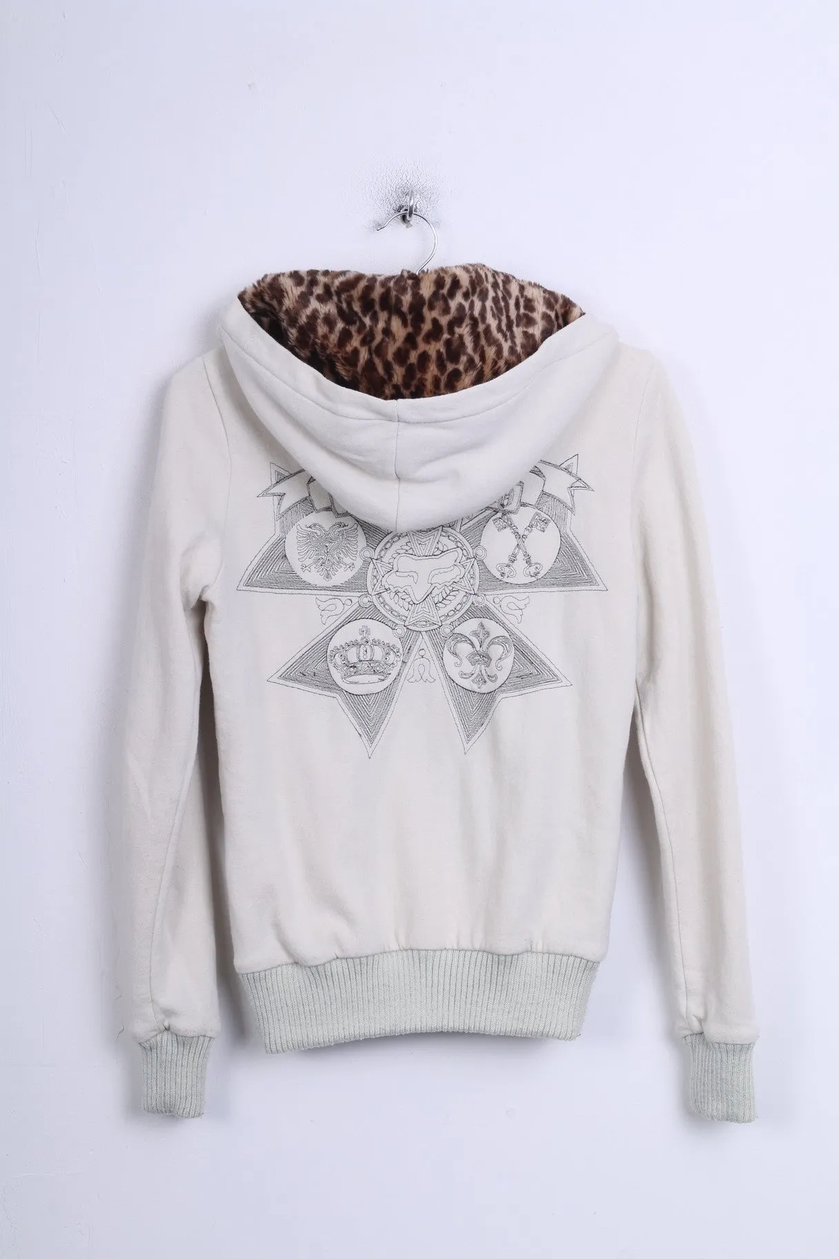 FOX Womens S Sweatshirt Hood Ecru Sport Jumper