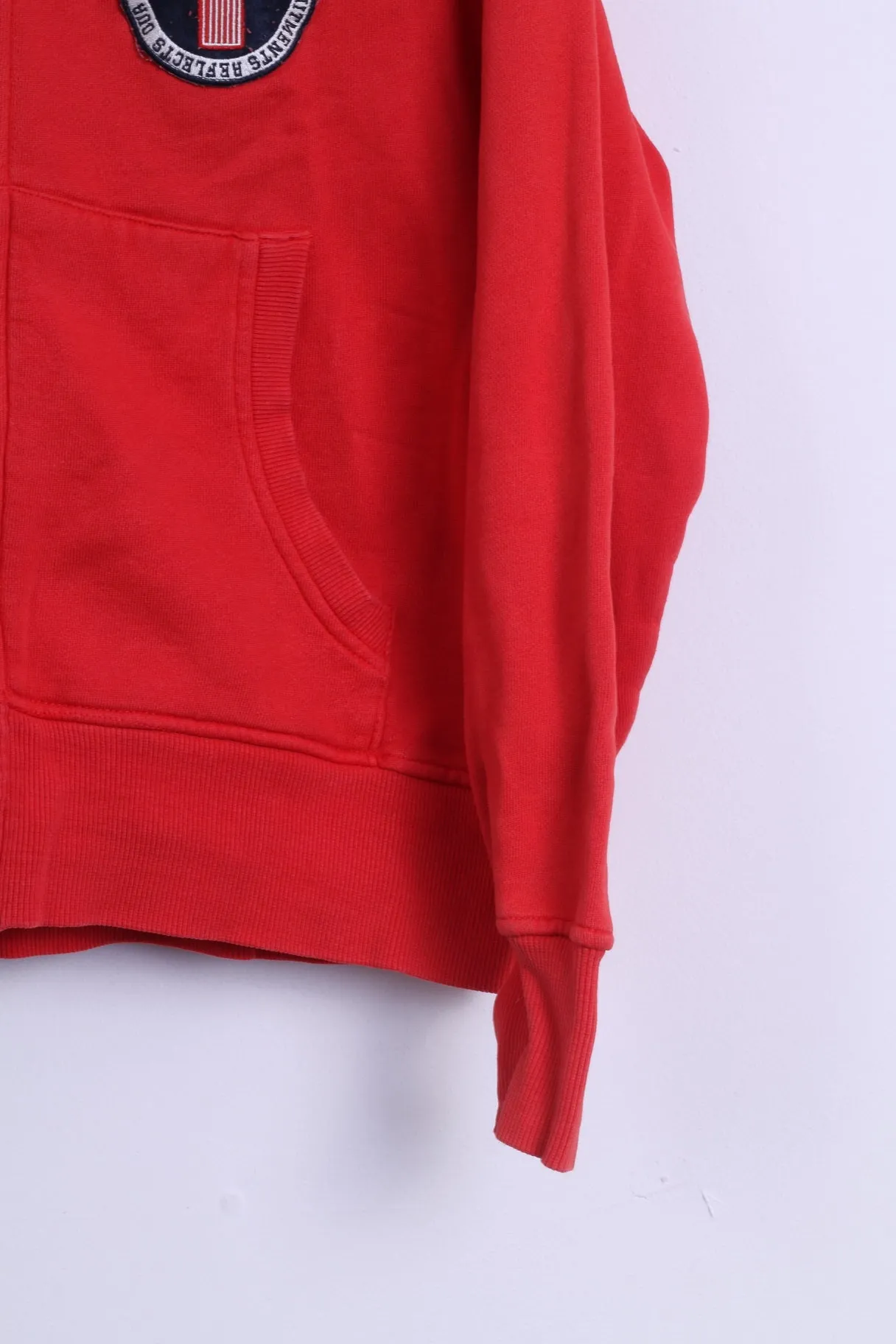 GANT Womens L Sweatshirt Red Cotton Hooded Zip Up Sportswear