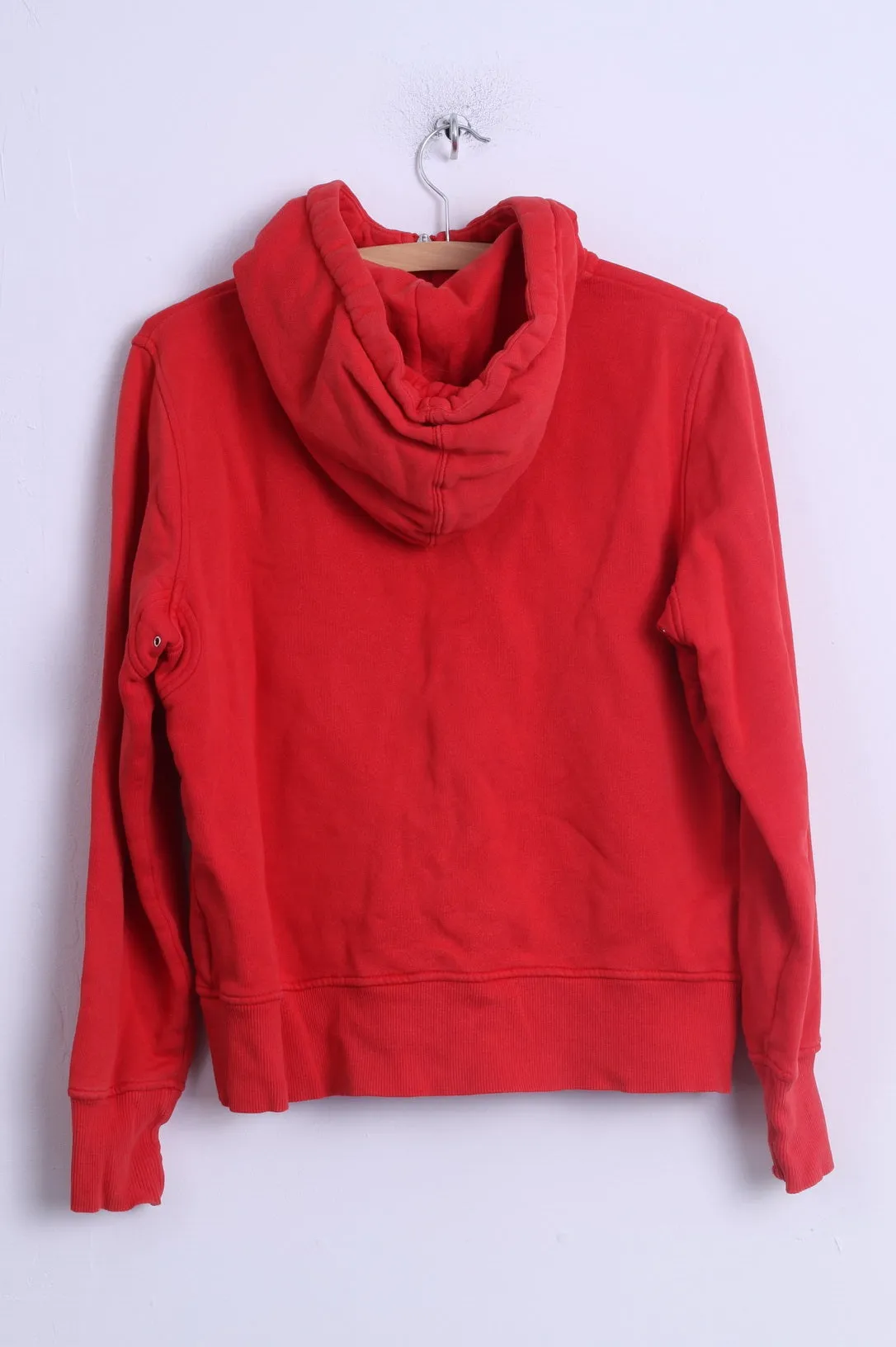 GANT Womens L Sweatshirt Red Cotton Hooded Zip Up Sportswear