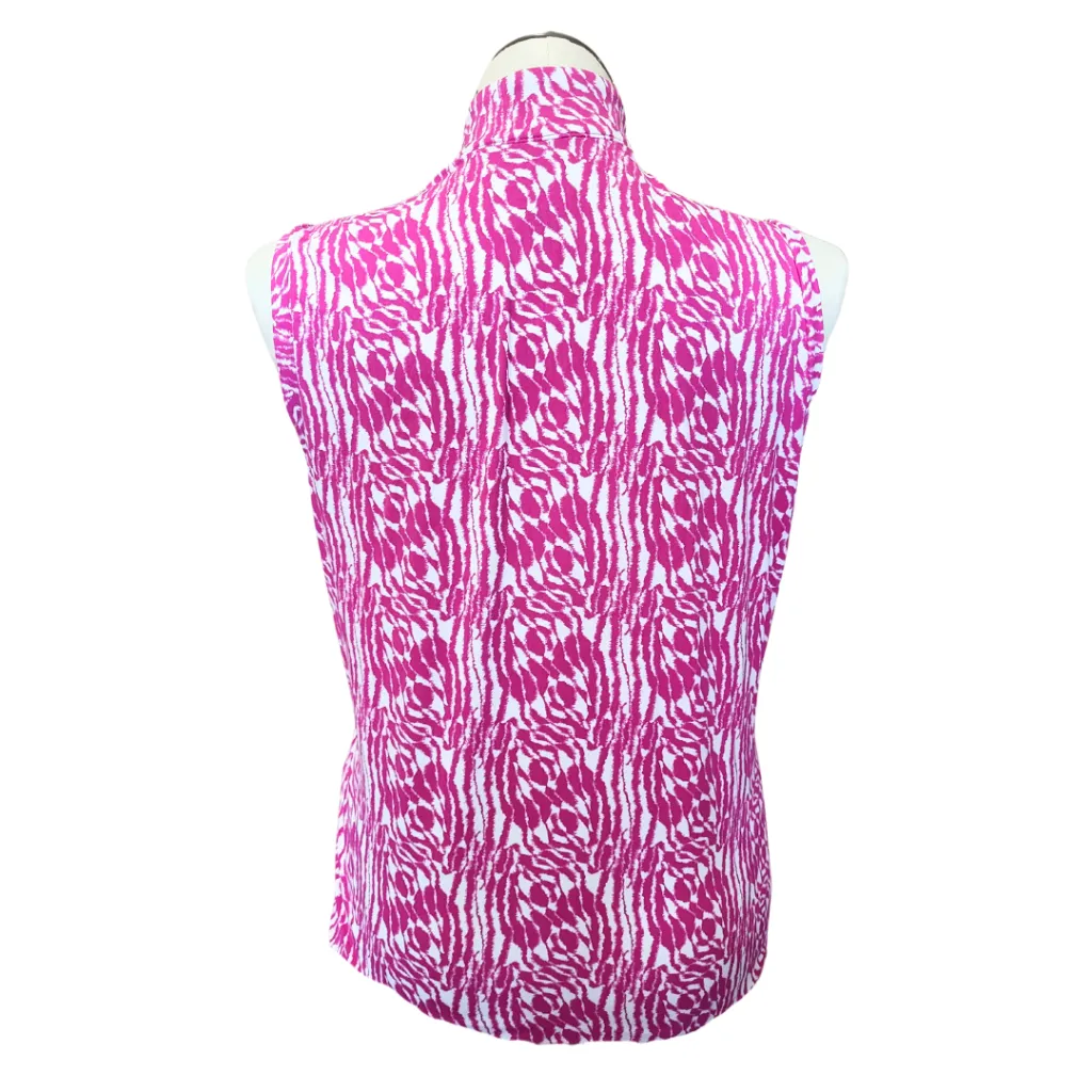 GGBlue Ice Magenta Zebra Print Sleeveless Zip Mock Golf Top Size XL MSP$84