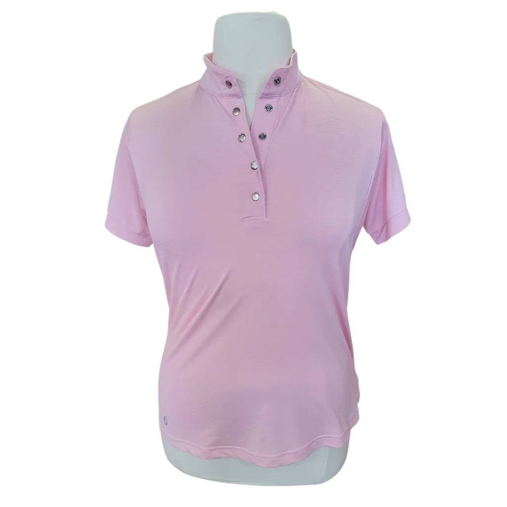 GGBlue Pale Pink Womens Gold Polo Size L