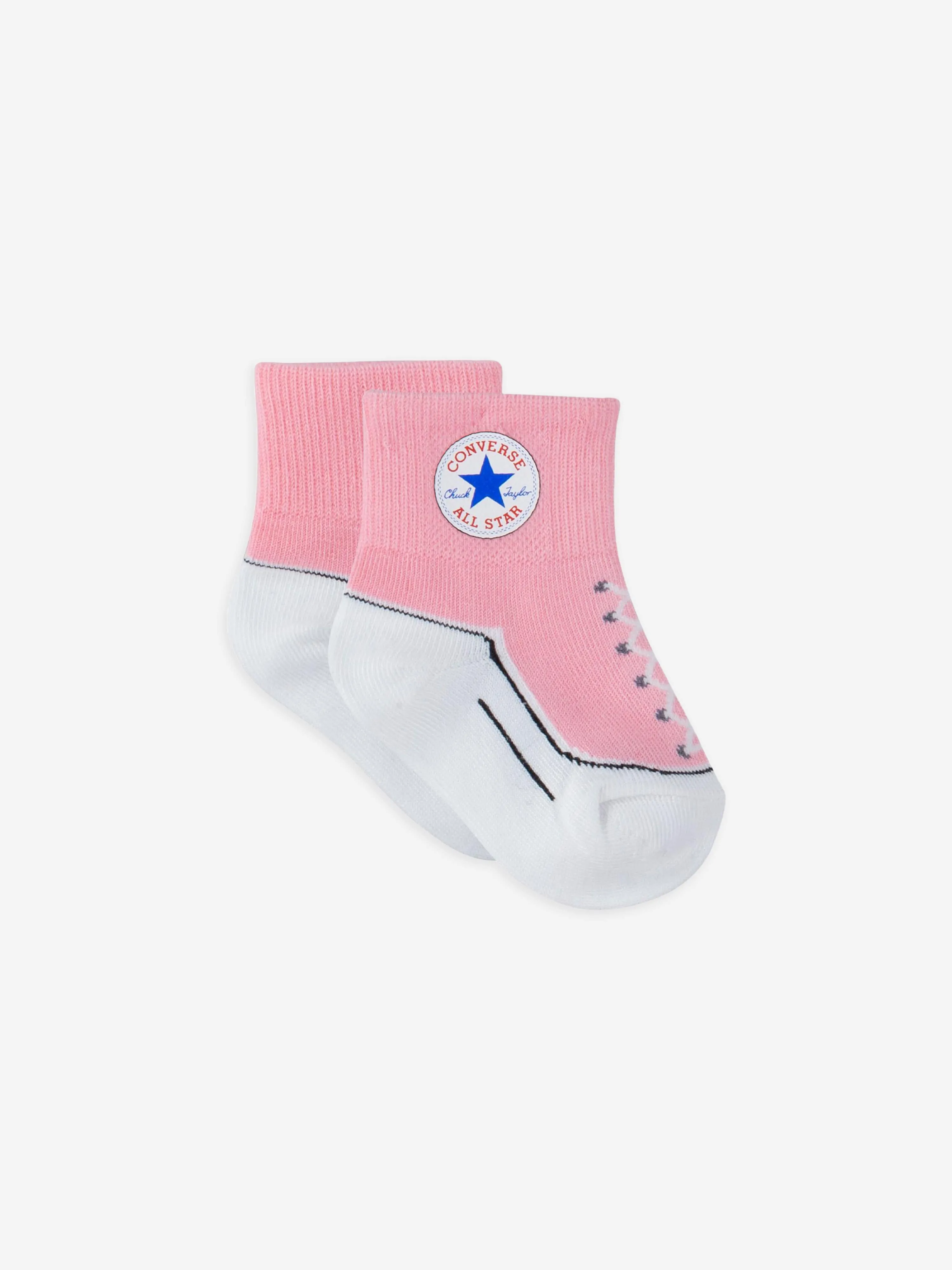 Girls Striated Quarter 3 Pack Socks Set in Pink