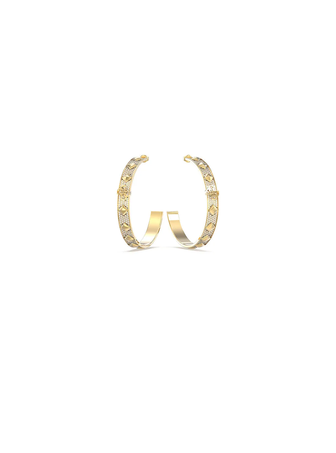 Gold Crystal Pave Studs Logo Hoop Earrings Guess