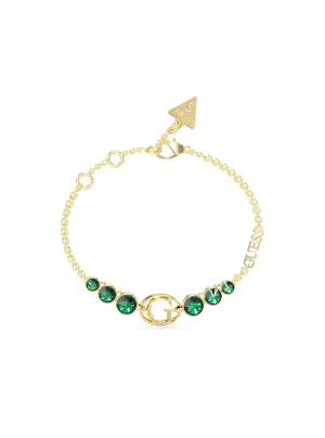Gold Rivoli Green Logo Bracelet Guess