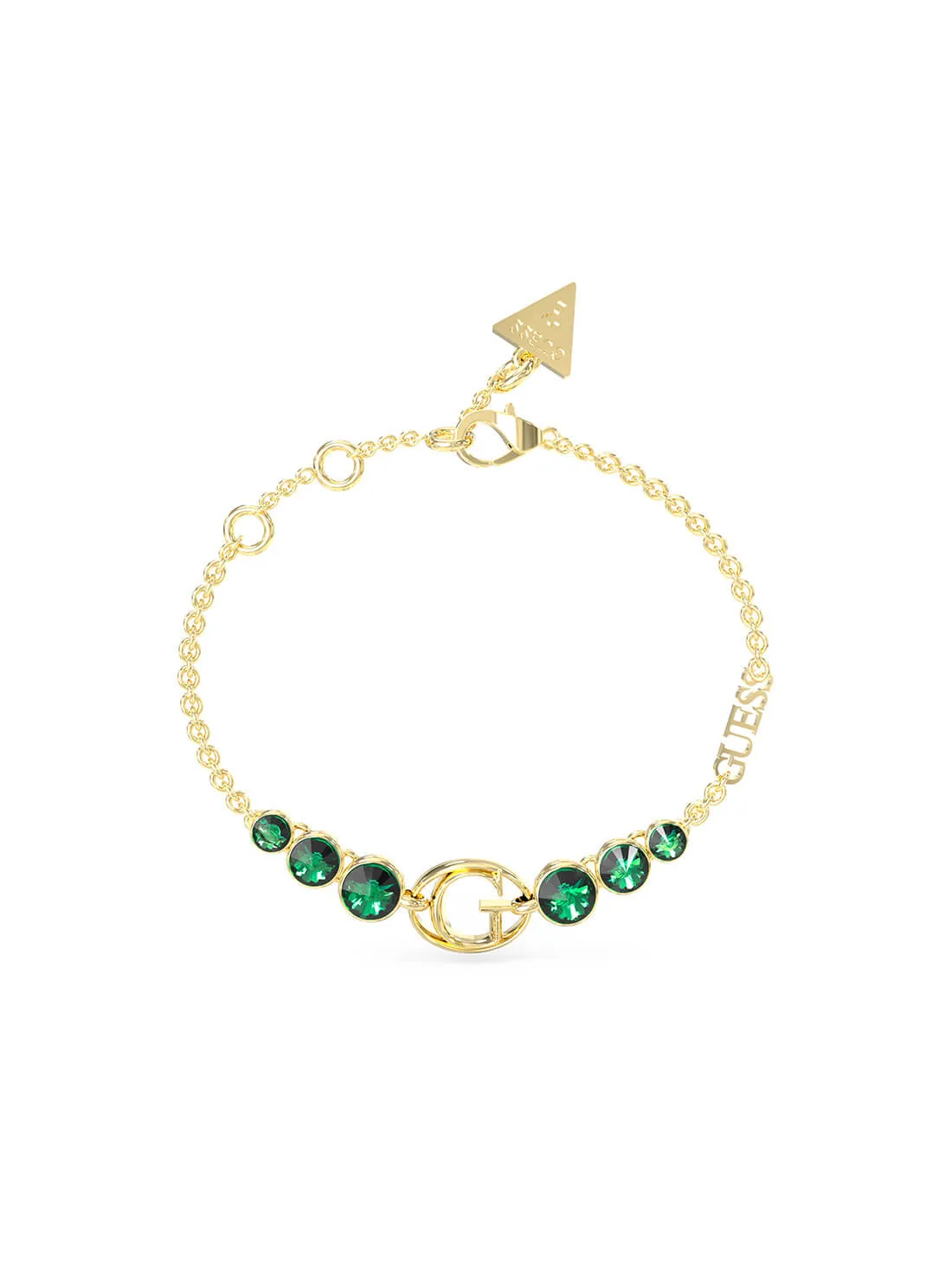 Gold Rivoli Green Logo Bracelet Guess