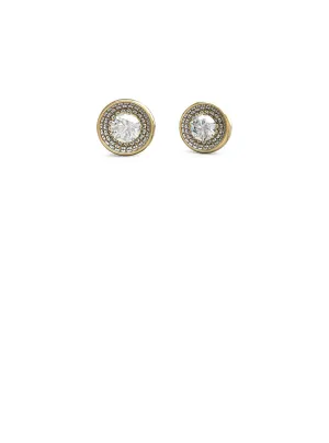Gold Solitaire Crystal Stud Earrings Guess